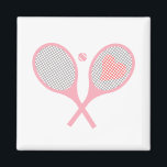 Pastel Heart Tennis Player Racquets Ball Design   Magnet<br><div class="desc">Classic and elegant, pink Tennis Rackets with heart For Her | Summer Tennis Court. Gift for tennis player, pink racquet tennis match on a white background. Personalised Gift for a tennis player. Trendy tennis players home decor. Trendy modern tennis player gifts. Cool retro modern gift for your school tennis coach...</div>