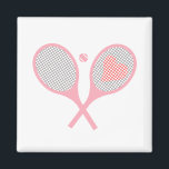 Pastel Heart Tennis Player Racquets Ball Design   Magnet<br><div class="desc">Classic and elegant, pink Tennis Rackets with heart For Her | Summer Tennis Court. Gift for tennis player, pink racquet tennis match on a white background. Personalised Gift for a tennis player. Trendy tennis players home decor. Trendy modern tennis player gifts. Cool retro modern gift for your school tennis coach...</div>