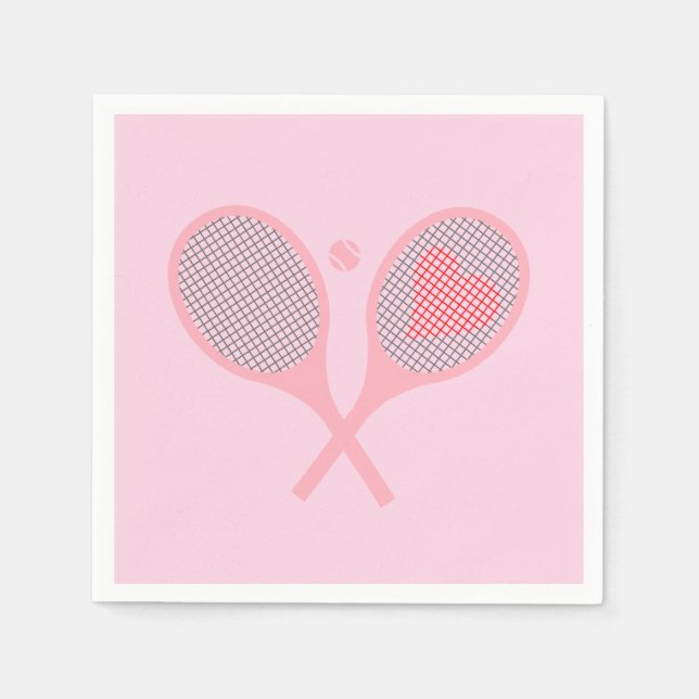 Pastel Heart Tennis Player Racquets Ball Design   Napkin (Front)