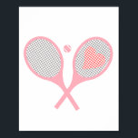 Pastel Heart Tennis Player Racquets Ball Design   Poster<br><div class="desc">Classic and elegant, pink Tennis Rackets with heart For Her | Summer Tennis Court. Gift for tennis player, pink racquet tennis match on a white background. Personalised Gift for a tennis player. Trendy tennis players home decor. Trendy modern tennis player gifts. Cool retro modern gift for your school tennis coach...</div>