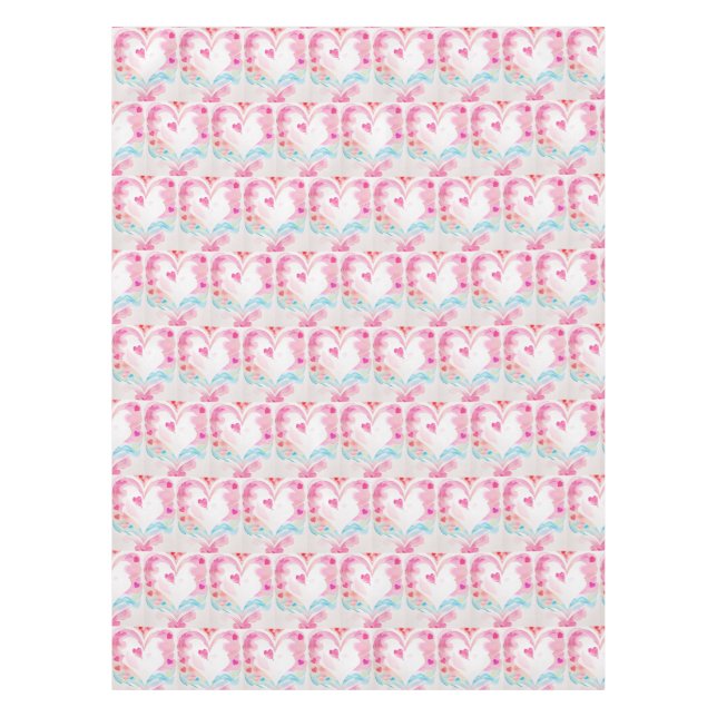 Pastel Heart with Wings, Romantic Gift Idea Tablecloth (Front)