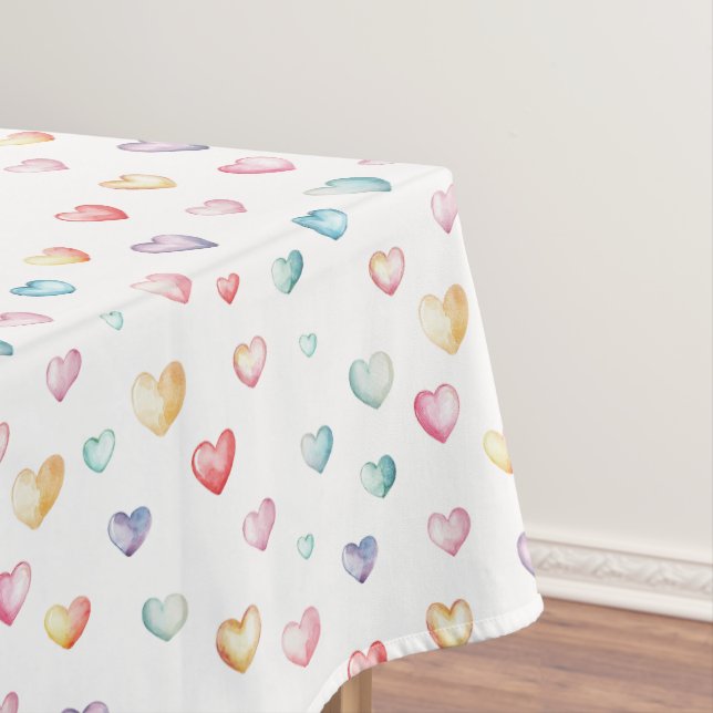 Pastel Hearts Baby Shower Tablecloth (In Situ)