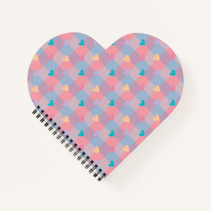 Pastel Hearts Chequerboard Pattern – Cute Seamless Notebook