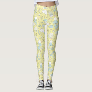 Pastel Hearts & Clouds Watercolor Dream (1) Leggings