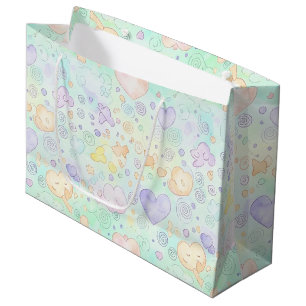 Pastel Hearts & Clouds Watercolor Dream (2) Large Gift Bag
