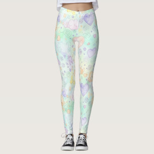 Pastel Hearts & Clouds Watercolor Dream (2) Leggings