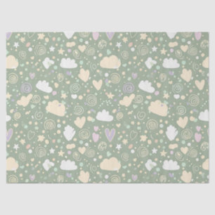 Pastel Hearts & Clouds Watercolor Dream (4) Tissue Paper