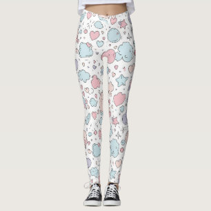 Pastel Hearts & Clouds Watercolor Dream (5) Leggings