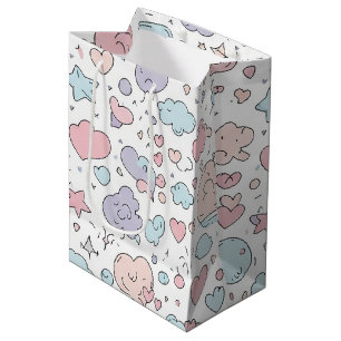 Pastel Hearts & Clouds Watercolor Dream (5) Medium Gift Bag