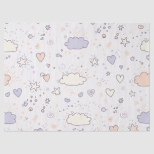 Pastel Hearts & Clouds Watercolor Dream (7) Tissue Paper