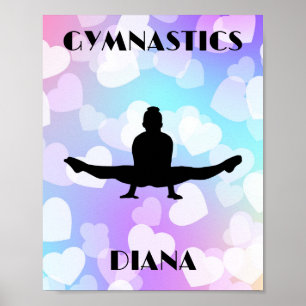 Pastel Hearts GYMNASTICS Personalised Poster