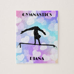 Pastel Hearts GYMNASTICS PUZZLE Personalised