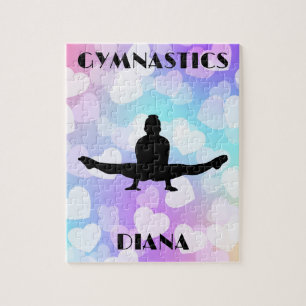 Pastel Hearts GYMNASTICS PUZZLE Personalised