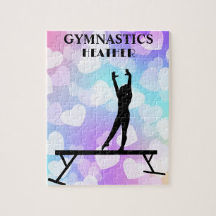 Pastel Hearts GYMNASTICS PUZZLE Personalised