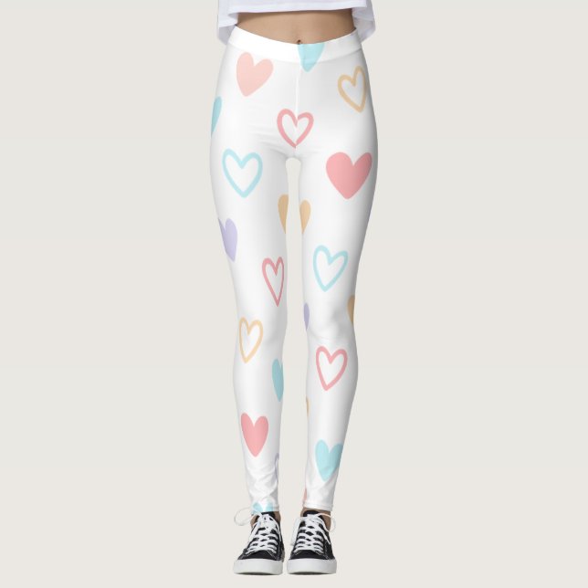 Pastel Hearts Leggings (Front)