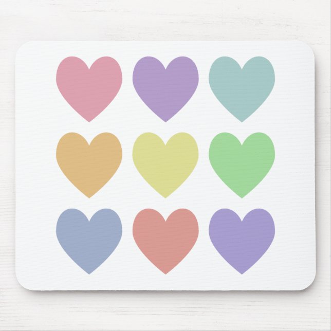 Pastel Hearts Mouse Pad (Front)