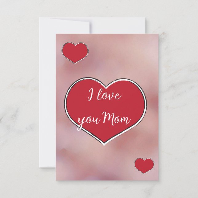 Pastel Hearts Pattern Thank You Card (Front)