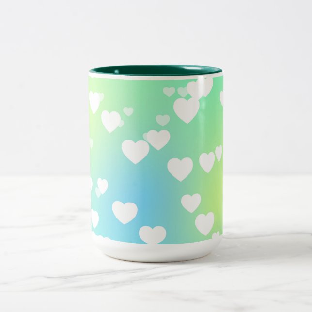 Pastel hearts two toned coffee & tea  mug (Center)