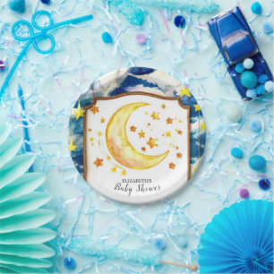 Pastel Heavenly Celestial Baby Shower Paper Plate