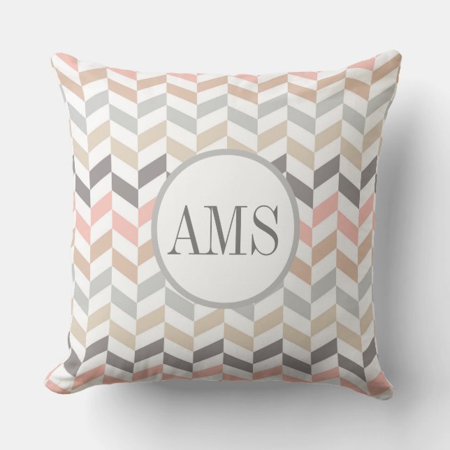 Pastel Herringbone Monogram Personalised  Cushion (Front)