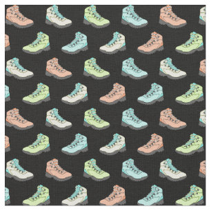 Pastel Hiking Boots on Black Patterned Fabric