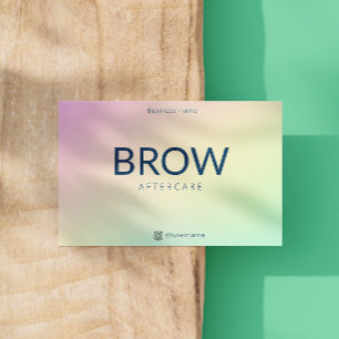 Pastel Holographic After Care Brow Instruction Business Card