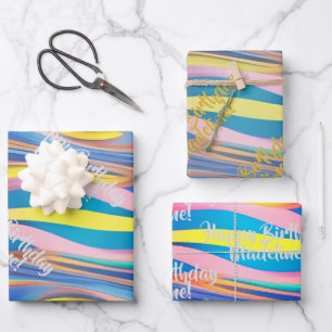 Pastel Holographic Birthday Wrapping Paper