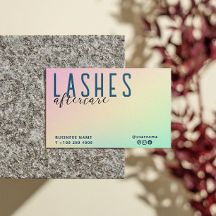 Pastel Holographic Lash After Care Instruction Business Card