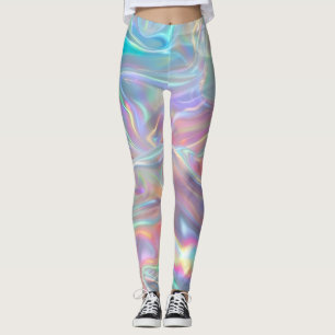 Pastel Holographic Mermaid Swirl Leggings