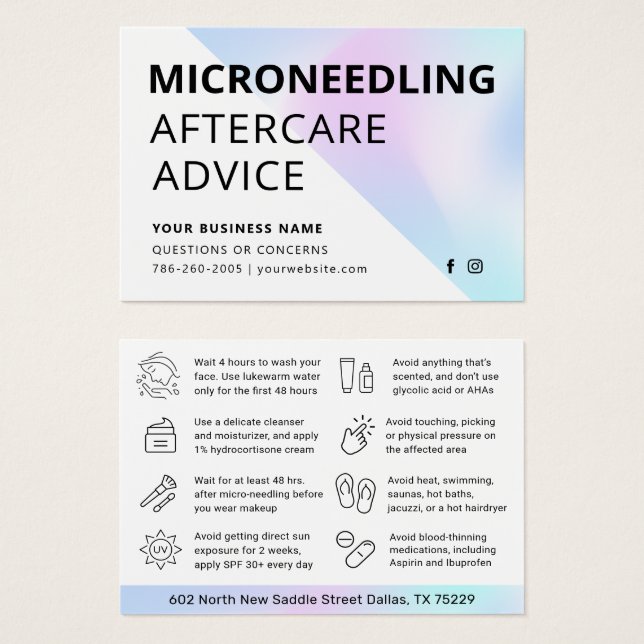 Pastel Holographic Microneedling Aftercare (Front & Back)