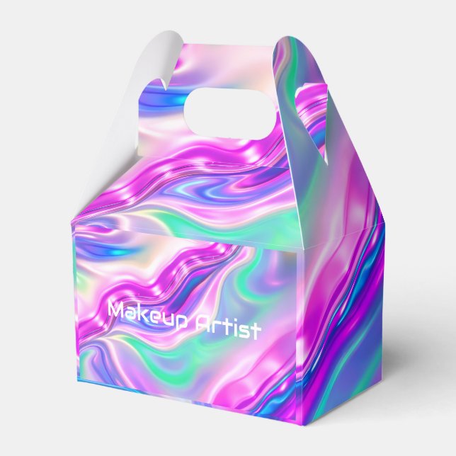 Pastel Holographic Swirl Abstract Favour Box (Front Side)