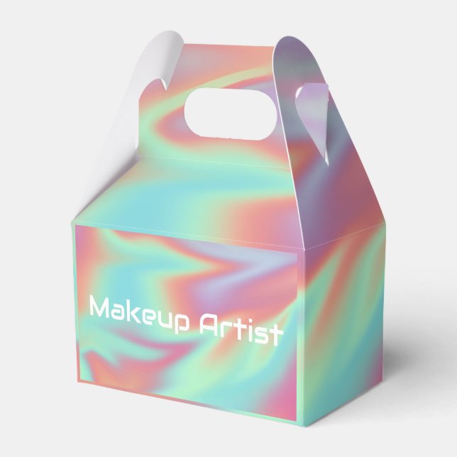 Pastel Holographic Swirl Abstract Favour Box (Front Side)