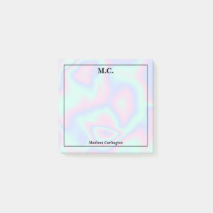 Pastel Holographic Texture Monogram Initials  Post-it Notes