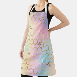pastel honeycomb hexagons bees apron