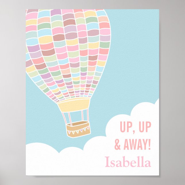 Pastel Hot Air Balloon Girls Room Decor (Front)