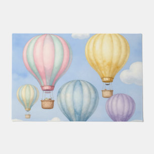 Pastel Hot Air Balloons Sky Doormat