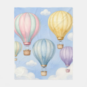 Pastel Hot Air Balloons Sky Fleece Blanket