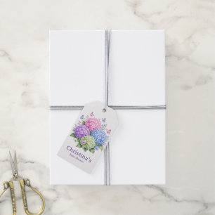 Pastel Hydrangeas and Butterfly Baby Shower Gift Tags