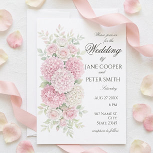Pastel hydrangeas and roses Budget Wedding Invita Invitation