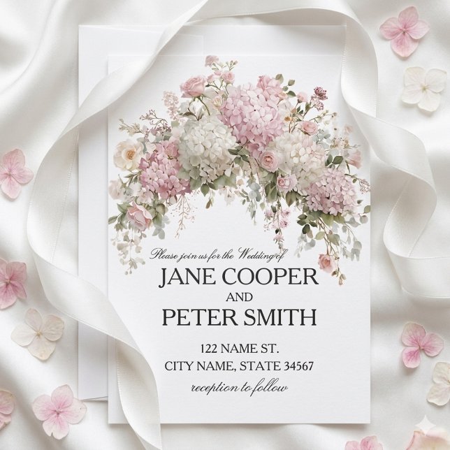 Pastel hydrangeas and roses Budget Wedding Invitation (Creator Uploaded)