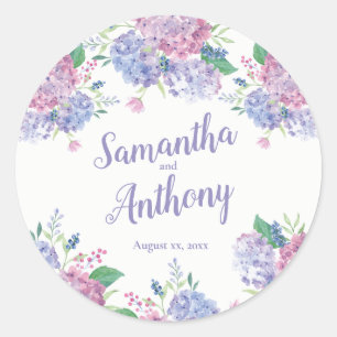 Pastel Hydrangeas - Floral Wedding Classic Round Sticker