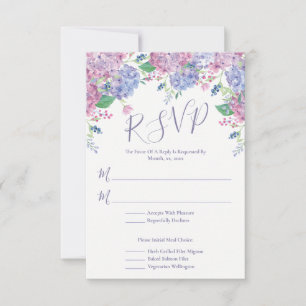 Pastel Hydrangeas Floral Wedding RSVP Card