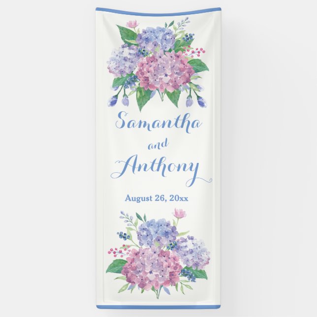 Pastel Hydrangeas - Vertical Wedding Banner (Vertical)