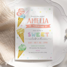 Pastel Ice Cream Birthday Invitation
