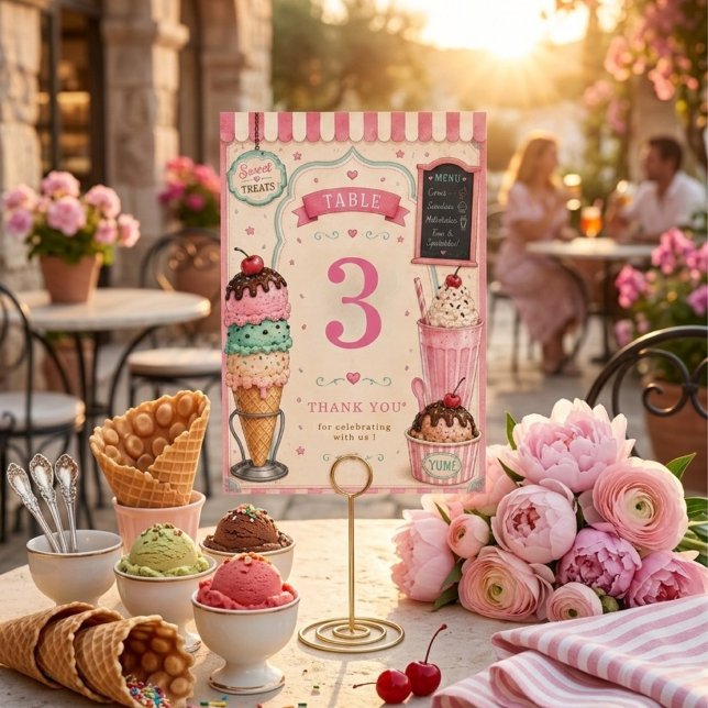 Pastel Ice Cream Birthday Sweet Table Number (Creator Uploaded)