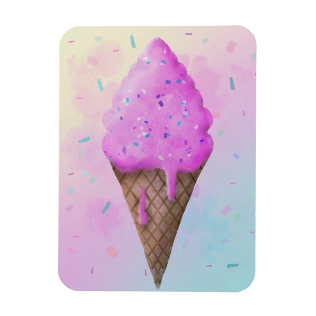 Pastel Ice cream Cone dripping Magnet (Vertical)