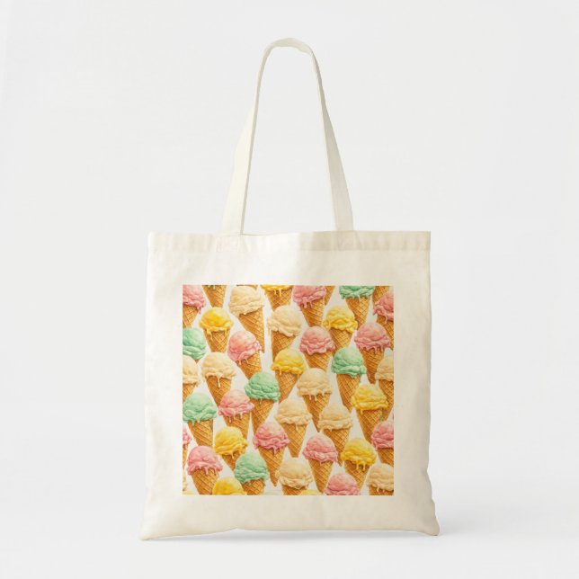 Pastel Ice Cream Cone Pattern Tote Bag (Front)