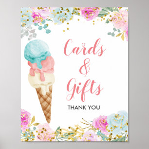 Pastel Ice cream floral Cards & Gifts Sign