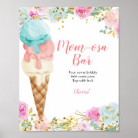 Pastel Ice cream floral Girl Momosa Bar Sign