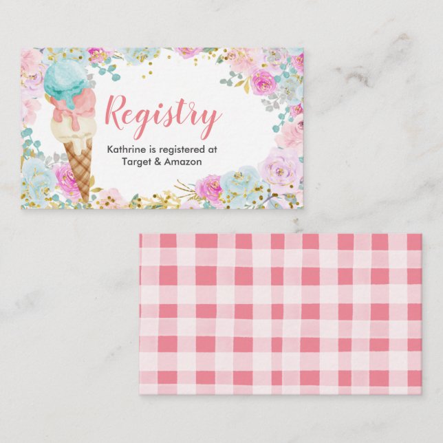 Pastel Ice cream Floral Watercolor Registry Insert (Front/Back)